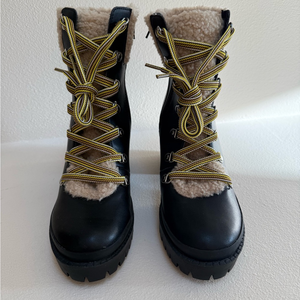 Steve Madden Black and Tan Winter Boots